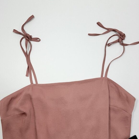 Express Tie Shoulder Ruffle Hem Fit And Flare Dress Womens Size Medium Rose Pink - Picture 4 of 10